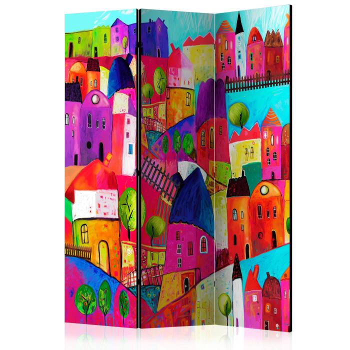 Paris Prix Paravent 3 Volets "Rainbow Hued Town" 135x172cm