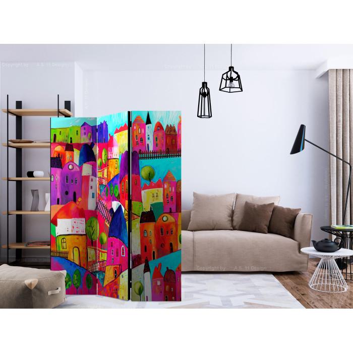 Paris Prix Paravent 3 Volets "Rainbow Hued Town" 135x172cm
