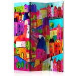 paris prix Paravent 3 Volets "Rainbow Hued Town" 135x172cm