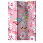 paris prix Paravent 3 Volets "Unicorn on Flowerbed" 135x172cm