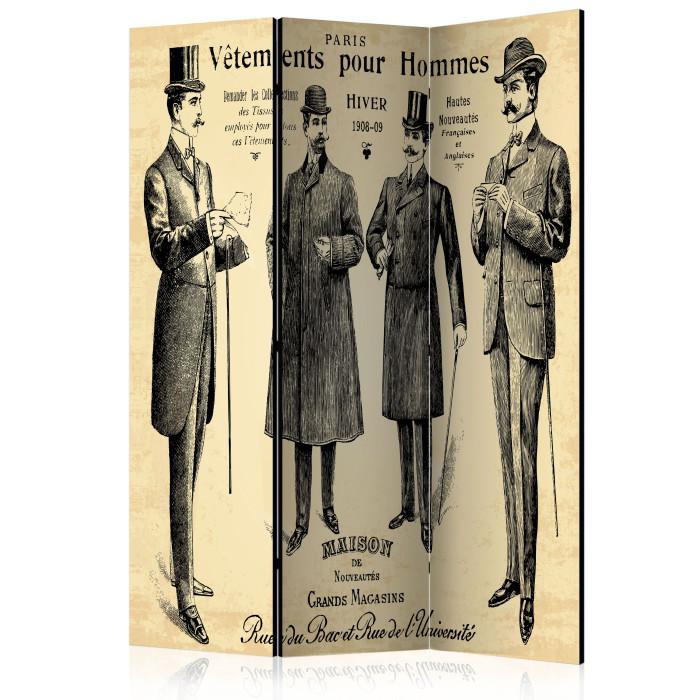 Paris Prix Paravent 3 Volets "Vêtements Pour Homme" 135x172cm