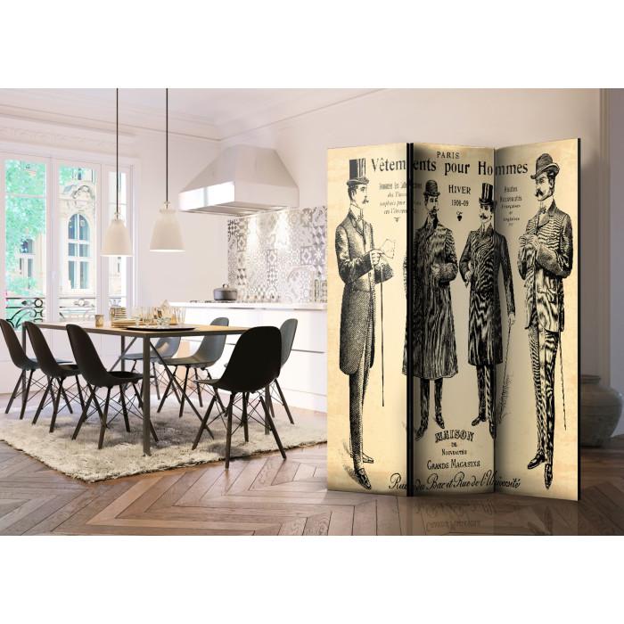 Paris Prix Paravent 3 Volets "Vêtements Pour Homme" 135x172cm