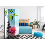 Paris Prix Paravent 3 Volets "Water Lily & Zen Stones" 135x172cm