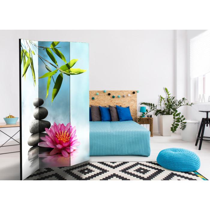 Paris Prix Paravent 3 Volets "Water Lily & Zen Stones" 135x172cm
