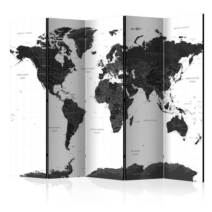 Paris Prix Paravent 5 Volets "Black & White Map" 172x225cm