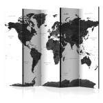 paris prix Paravent 5 Volets "Black & White Map" 172x225cm