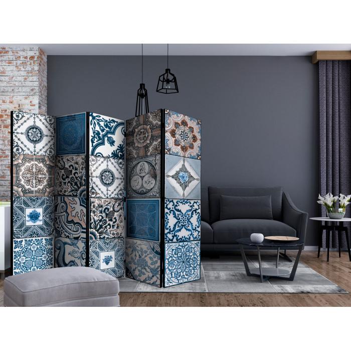 Paris Prix Paravent 5 Volets "Blue Arabesque" 172x225cm