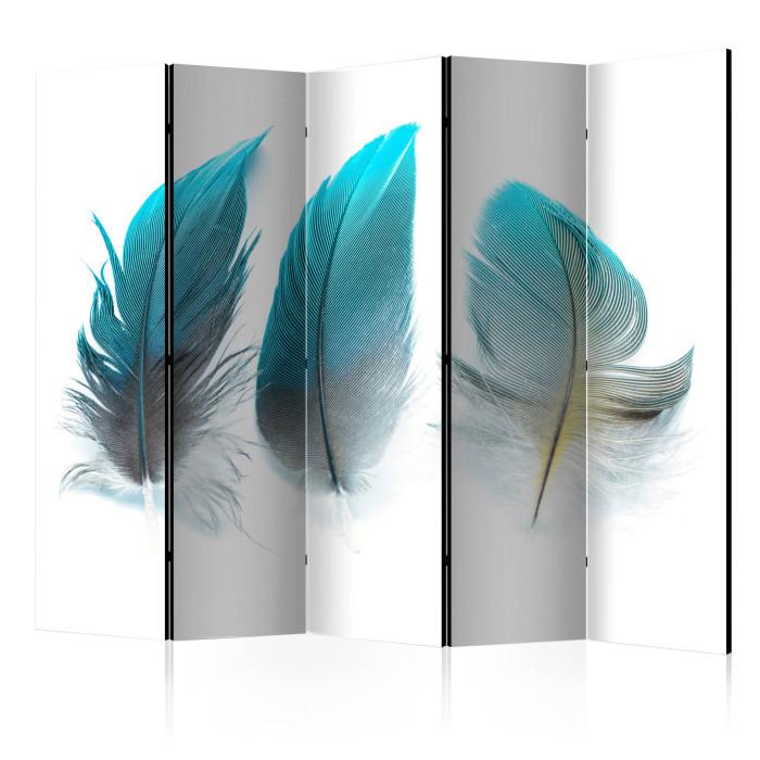 Paris Prix Paravent 5 Volets "Blue Feathers" 172x225cm