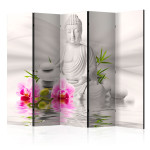 paris prix Paravent 5 Volets "Buddha & Orchids" 172x225cm