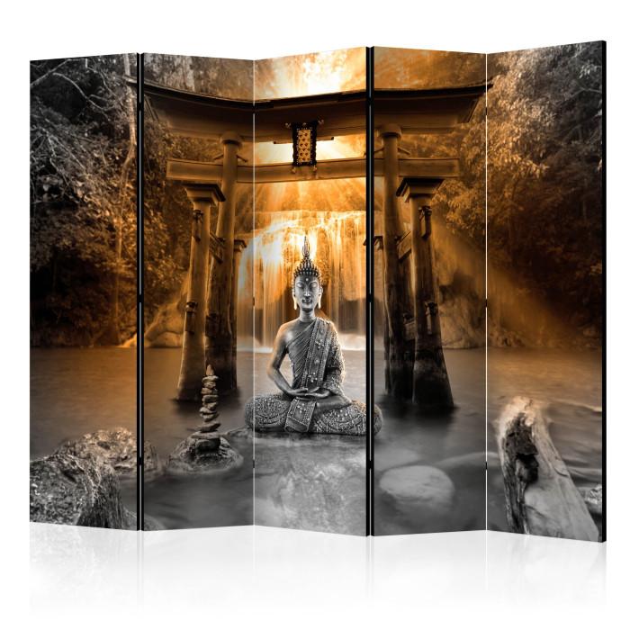 Paris Prix Paravent 5 Volets "Buddha Smile Orange" 172x225cm