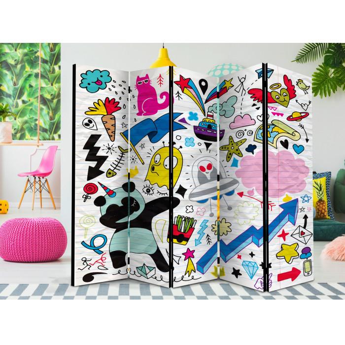 Paris Prix Paravent 5 Volets "Energetic Panda" 172x225cm