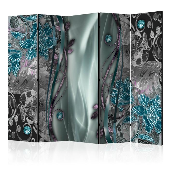 Paris Prix Paravent 5 Volets "Floral Curtain Turquoise" 172x225cm