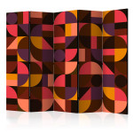 paris prix Paravent 5 Volets "Geometric Mosaic Red" 172x225cm