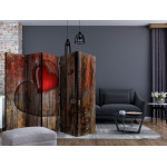 Paris Prix Paravent 5 Volets "Heart On Wooden Background" 172x225cm