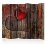 paris prix Paravent 5 Volets "Heart on Wooden Background" 172x225cm