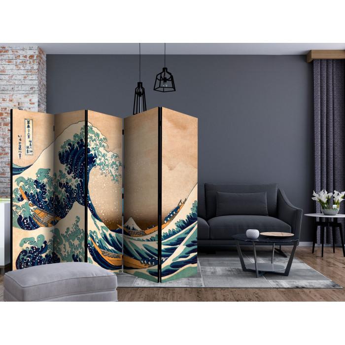 Paris Prix Paravent 5 Volets "Hokusai : The Great Wave Off Kanagawa Reproduction" 172x225cm