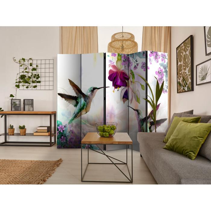 Paris Prix Paravent 5 Volets "Hummingbirds & Flowers" 172x225cm