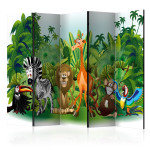 paris prix Paravent 5 Volets "Jungle Animals" 172x225cm