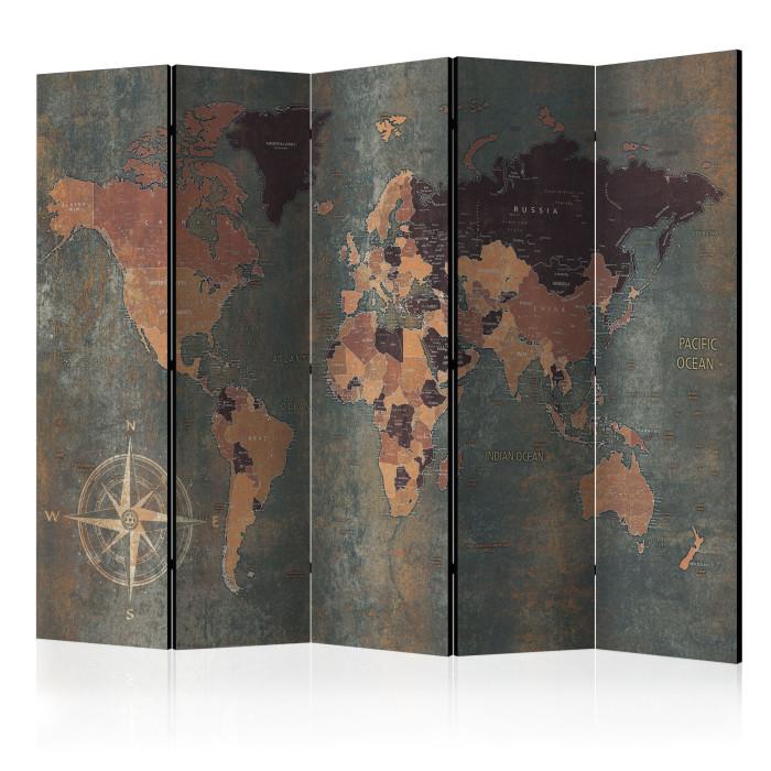 Paris Prix Paravent 5 Volets " Map In Browns & Greys" 172x225cm