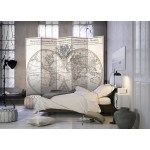 Paris Prix Paravent 5 Volets "Mappemonde GeoHydrographique" 172x225cm