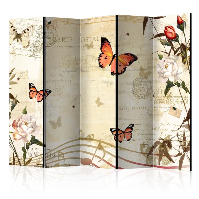 Paris Prix Paravent 5 Volets "Melodies Of Butterflies" 172x225cm