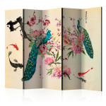 paris prix Paravent 5 Volets "Peacock Love" 172x225cm