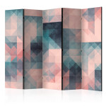 paris prix Paravent 5 Volets "Pixels Green & Pink" 172x225cm