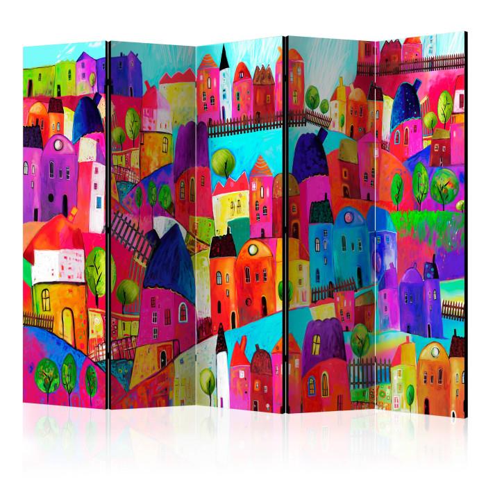 Paris Prix Paravent 5 Volets "Rainbow Hued Town" 172x225cm