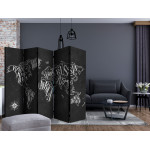 Paris Prix Paravent 5 Volets "Retro Continents Black" 172x225cm