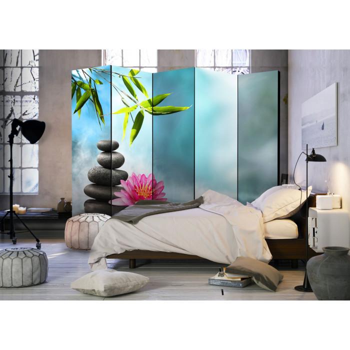 Paris Prix Paravent 5 Volets "Water Lily & Zen Stones" 172x225cm