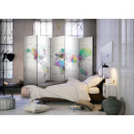 Paris Prix Paravent 5 Volets " White Colorful World Map" 172x225cm
