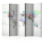 paris prix Paravent 5 Volets " White Colorful World Map" 172x225cm