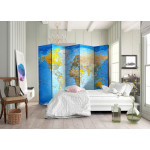Paris Prix Paravent 5 Volets "World Classic Map" 172x225cm