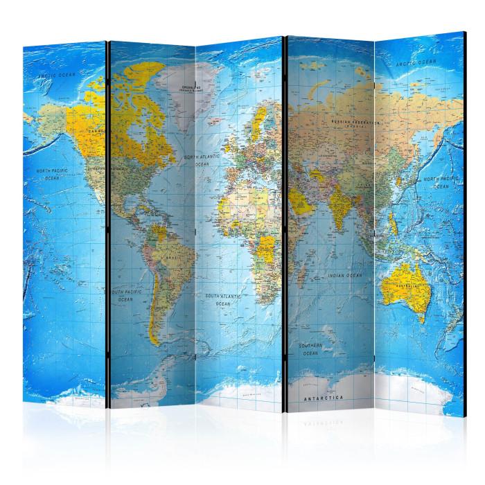 Paris Prix Paravent 5 Volets "World Classic Map" 172x225cm