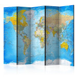 paris prix Paravent 5 Volets "World Classic Map" 172x225cm