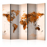 paris prix Paravent 5 Volets "World in Brown Shades" 172x225cm
