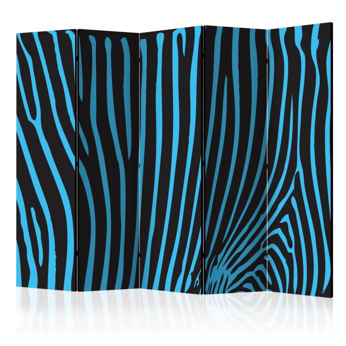 Paris Prix Paravent 5 Volets "Zebra Pattern Turquoise" 172x225cm