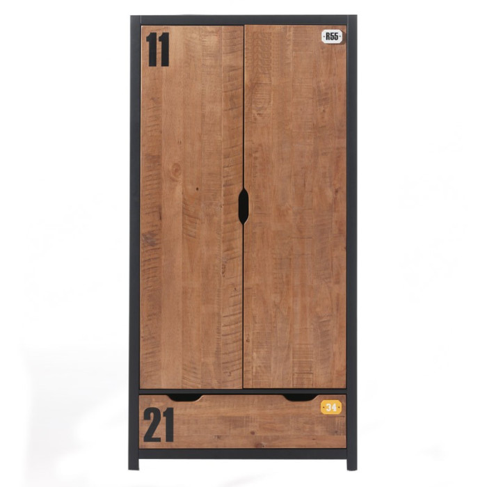 Paris Prix Armoire 2 Portes "Alex" 200cm Marron & Noir