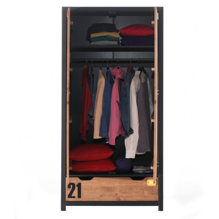 Paris Prix Armoire 2 Portes "Alex" 200cm Marron & Noir