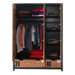 Paris Prix Armoire 3 Portes "Alex" 200cm Marron & Noir