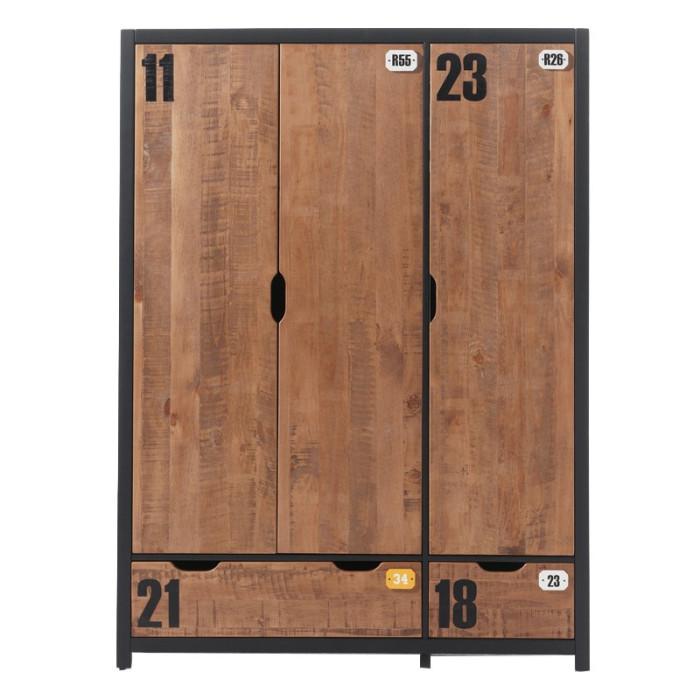 Paris Prix Armoire 3 Portes "Alex" 200cm Marron & Noir