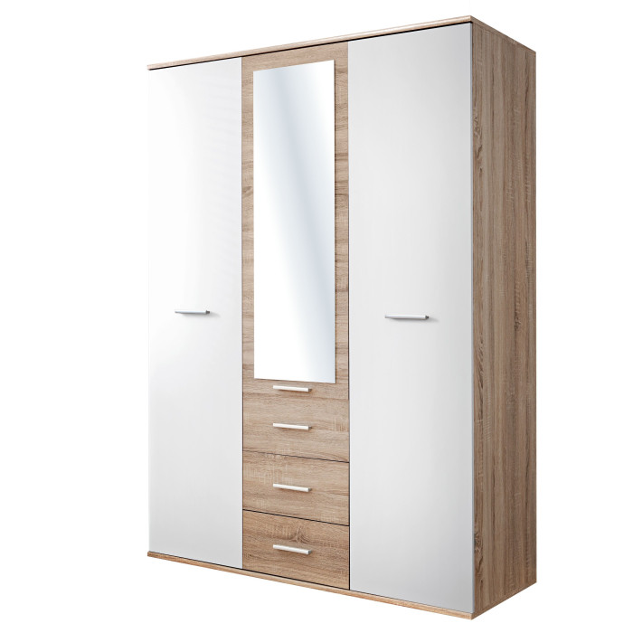 Paris Prix Armoire 3 Portes "Dino" 191cm Chêne & Blanc