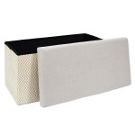 Paris Prix Banc Coffre Pliable "Tressé" 76cm Gris