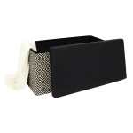 Paris Prix Banc Coffre Pliable "Tressé" 76cm Noir