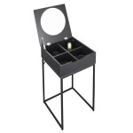 Paris Prix Coiffeuse Design & Miroir "Abbot" 77cm Noir