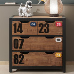 Paris Prix Commode 3 Tiroirs "Alex" 83cm Marron & Noir