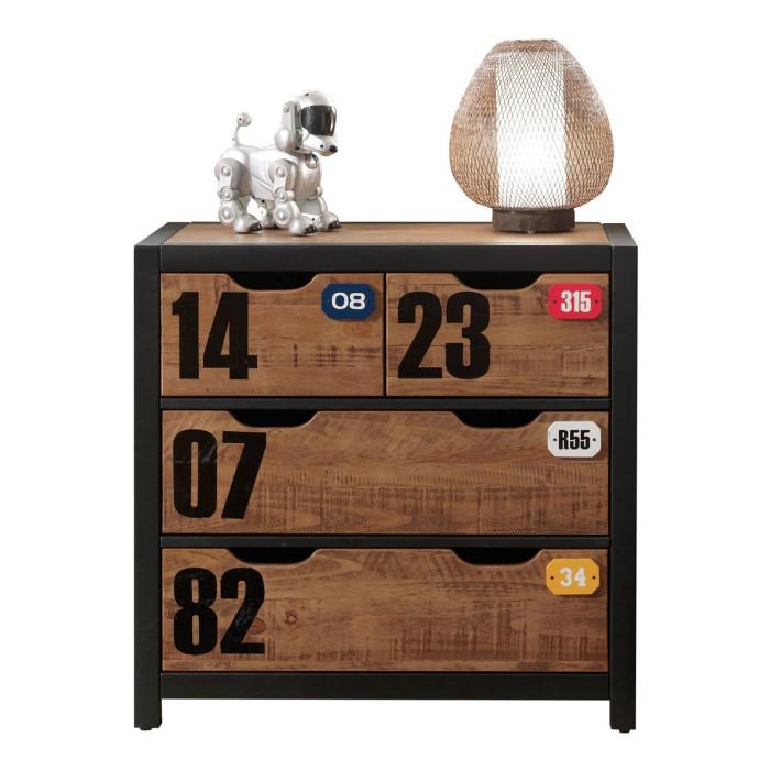 Paris Prix Commode 3 Tiroirs "Alex" 83cm Marron & Noir