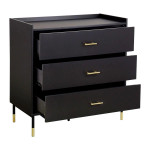 Paris Prix Commode 3 Tiroirs Design "Tedy" 80cm Noir