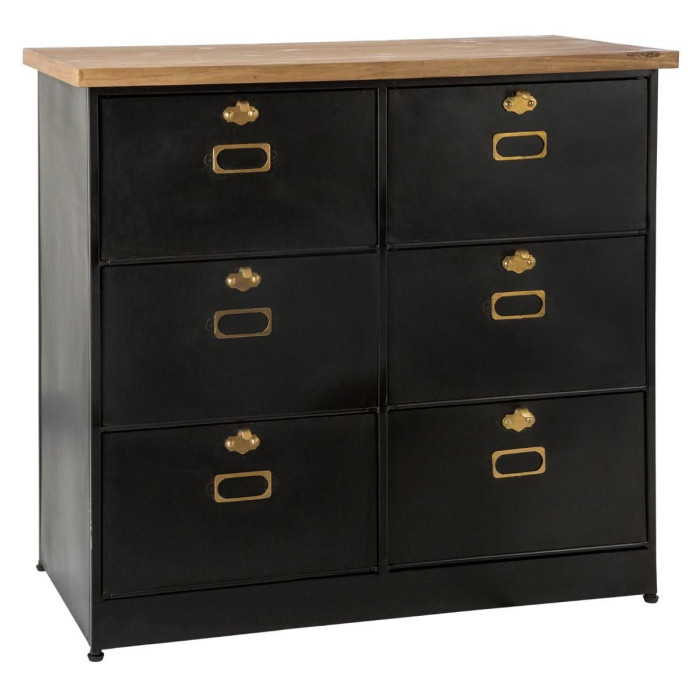 Paris Prix Commode Design 6 Tiroirs "Ivan" 85cm Noir