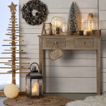 Paris Prix Console 2 Tiroirs "Charme" 80cm Naturel